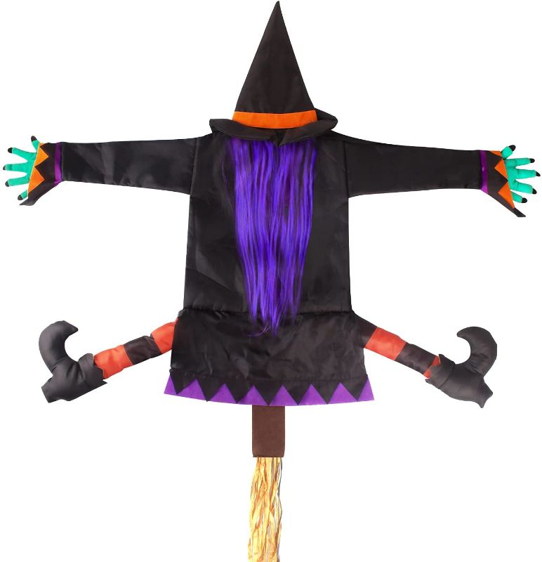 Photo 1 of Crashing Witch into Trees Hanging Halloween Decoration Outdoor Garden Porch Trunks or Pillars Decoration Props 2021 Update Version 45" H Size
