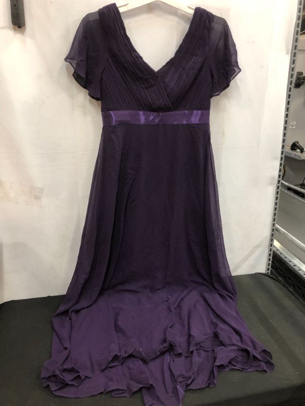 Photo 1 of WOMEN'S LARGE FORMAL DRESS PURPLE LONG LENGTH SHORT SLEEVE V NECK 