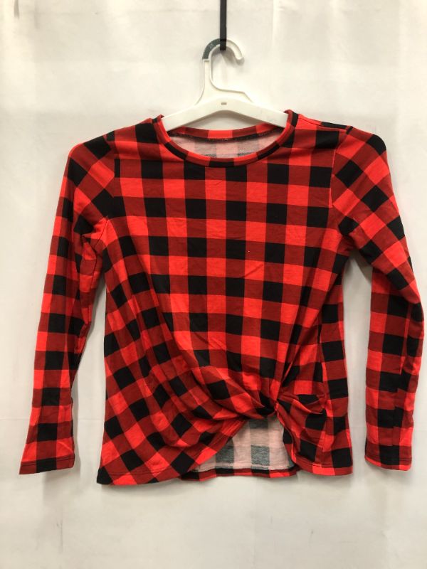 Photo 1 of WOMEN'S 2XL RED PLAID LONG SLEEVE CREW NECK SHIRT TWIST KNOT AT BOTTOM