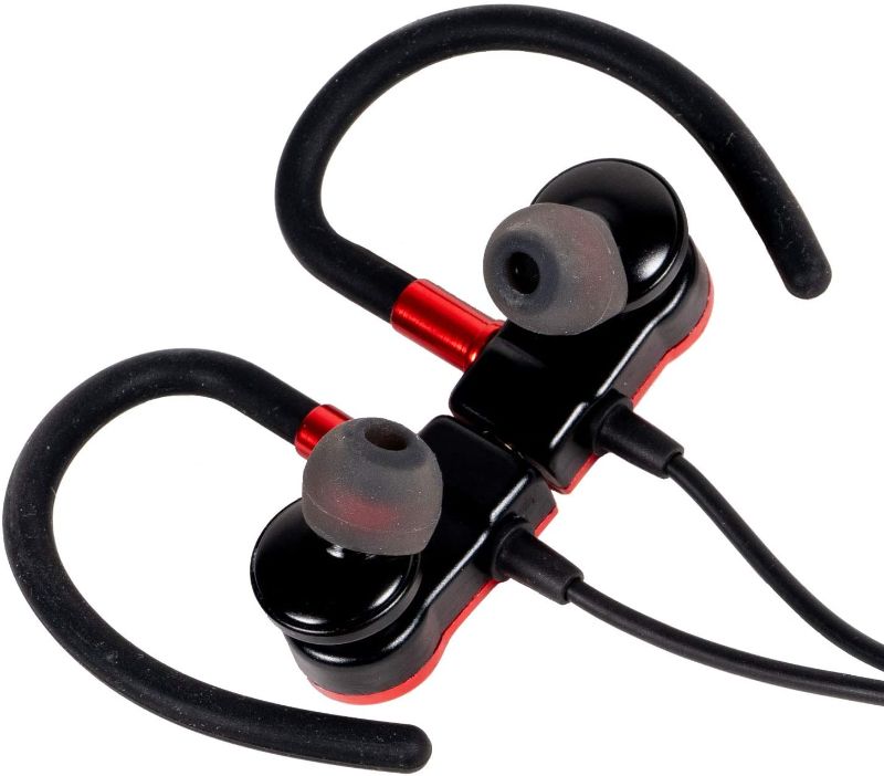Photo 1 of Deco Gear Magnetic Bluetooth Wireless Sport Hi-Fi Earbud Headphones - Red - with Built in Clear Call Microphone & Playback Controls + Carry Case
