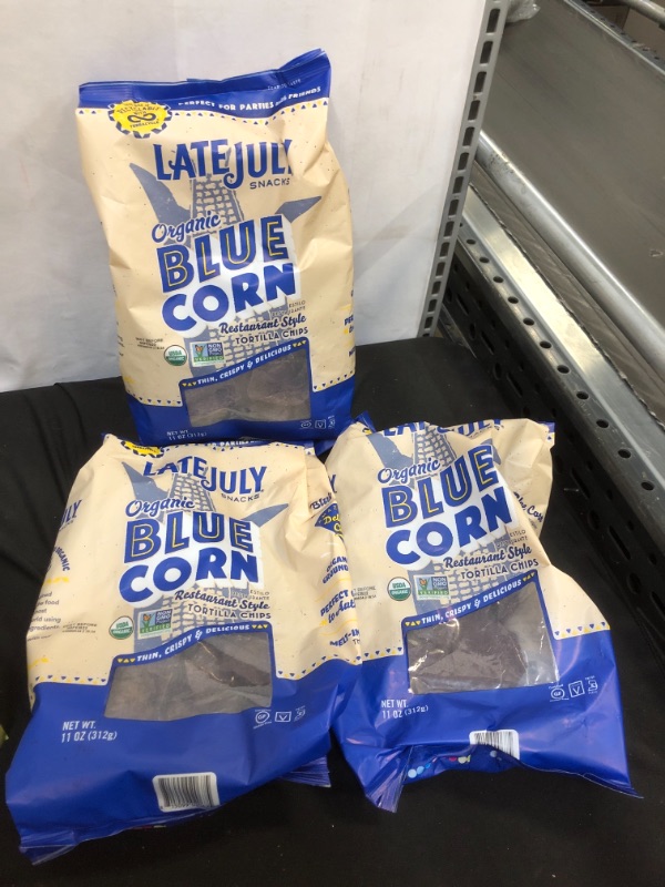 Photo 2 of 3 PACK - LATE JULY Snacks Restaurant Style Blue Corn Tortilla Chips, 11 oz. Bag
EXP - FEB - 5 - 22 