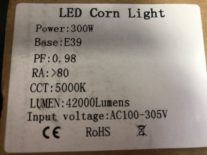 Photo 4 of UL Listed 300W LED Corn Light Bulb, E39 Mogul Base LED Bulbs 5000K Daylight ?1200Watt CFL HPS Metal Halide Bulb Equivalent, Large Area Lamp Replacement for Garage, Warehouse,High Bay Lighting
