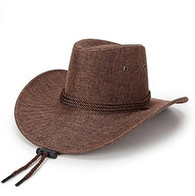 Photo 1 of Cowboy Hats, Outdoor Cowboy Hat, Woven Imitation Linen Summer Sunhat, Western Cowboy Hat for Men Boys
