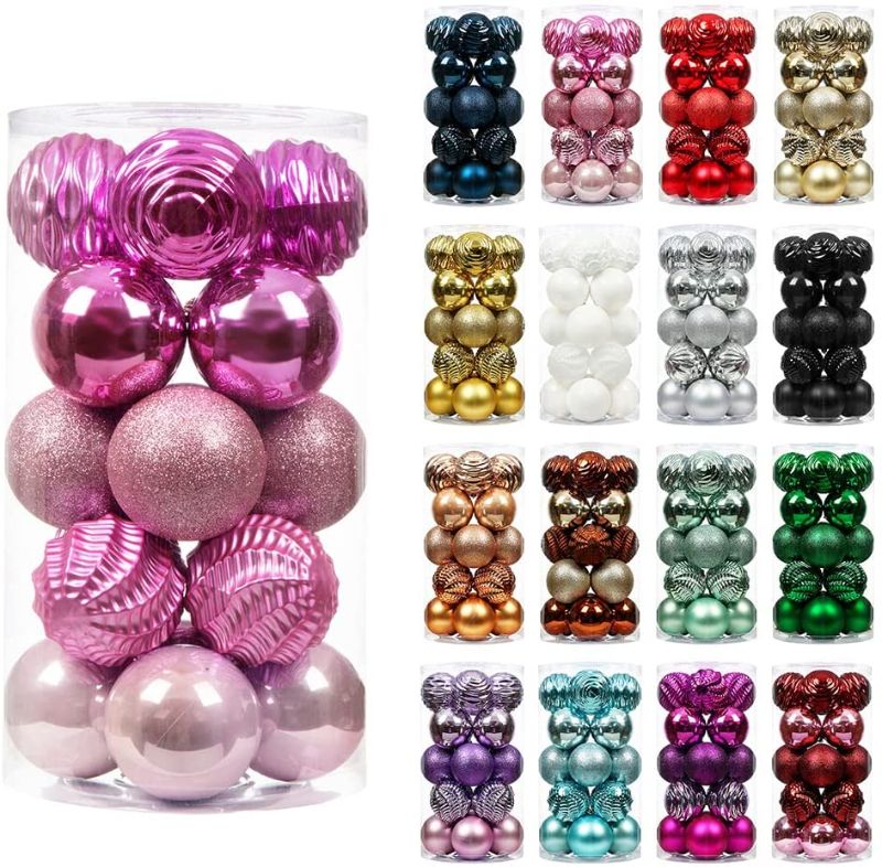 Photo 1 of XmasExp Christmas Ball Ornaments (3.15", Rose Pink) 20ct Christmas Ball Ornaments Shatterproof Xmas Tree Hanging Balls Decorations Perfect for Holiday Wedding Christmas Decor
