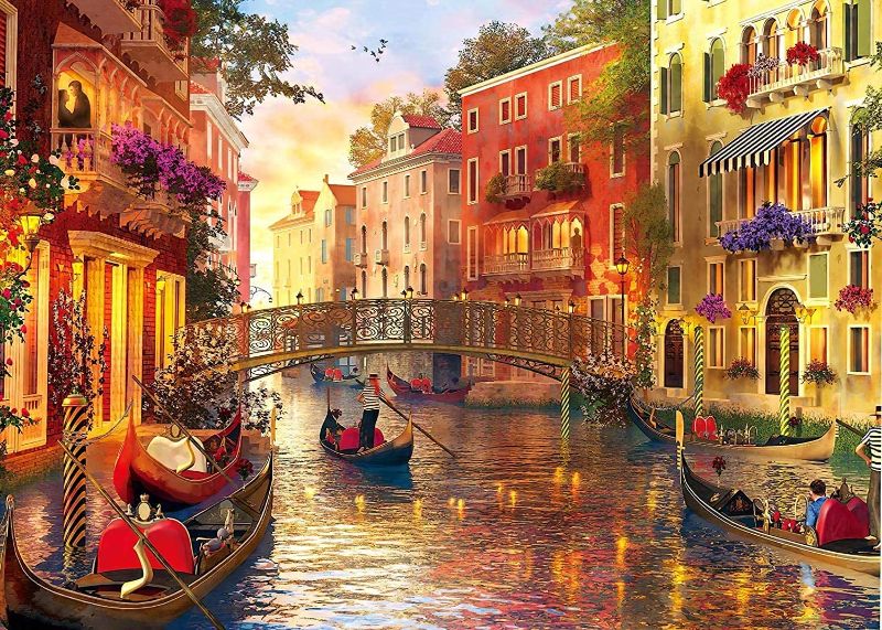Photo 1 of 1000 Pieces Paper Puzzles for Adults Jigsaw Puzzles Intellectual Game Learning Education Decompression Toys - Romantic Venice (27.5 x 19.7 inches)
