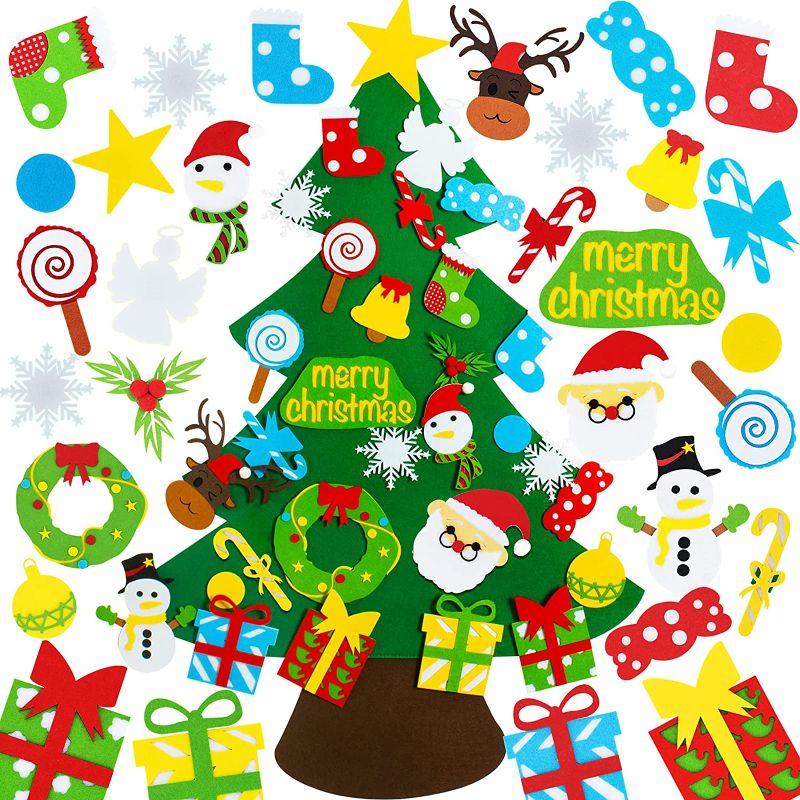 Photo 1 of  FELT CHRISTMAS TREE FOR TODDLERS, CHRISTMAS DECORATIONS, KIDS CHRISTMAS GIFTS WITH WALL WINDOW DIY ORNAMENT, 31 PCS