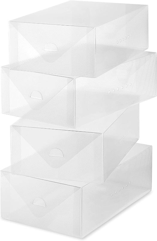Photo 1 of 2 PACK Whitmor Clear Vue Women's Shoe Box, Set of 4, White, 4 Count