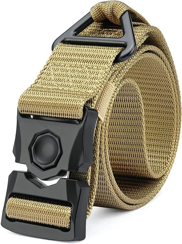 Photo 1 of DEYACE Hunting Belt 1.5-Inch Quick Release Camping Belt with Metal Buckle Tactical Rigger Non-slip Snowboard Outdoor Belt BROWN