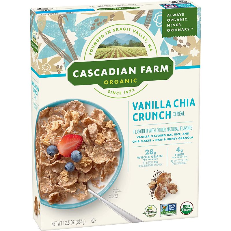Photo 1 of 2 PACK Cascadian Farm Organic Vanilla Chia Crunch, Whole Grain Oats, 12.5 oz
EXP DEC 2021