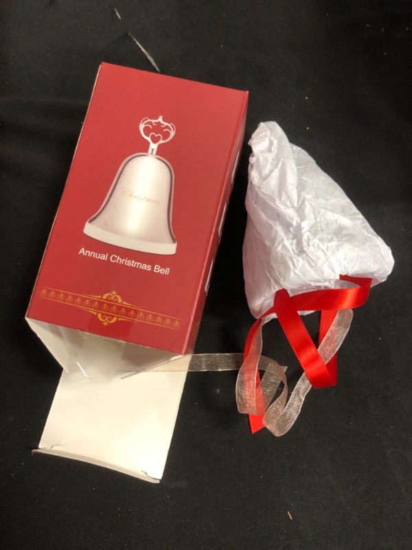 Photo 1 of 2021 Annual Christmas Bell,Silver Bell Ornament for Christmas Decorations, Bell Ornament for Christmas Anniversary,Red Ribbon & Gift Box
