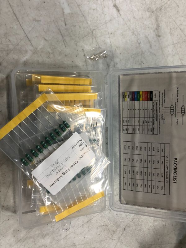 Photo 2 of Zoopper 0410 (0.5W) Color Ring Inductor Kit Color Code Inductor Assortment Kit 1uH to 4.7mH 20 Values 200 Pcs