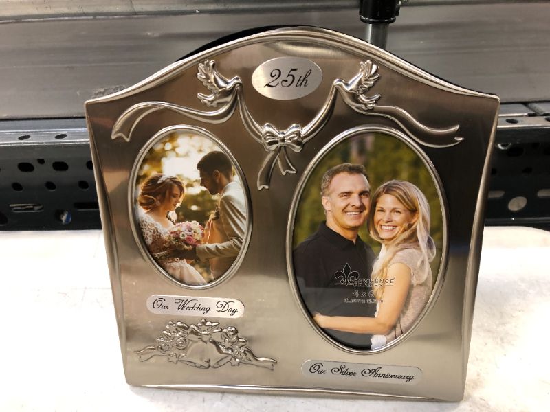 Photo 1 of  Frames Satin Silver and Brass Plated 2 Opening Picture Frame, 25th Anniversary Design