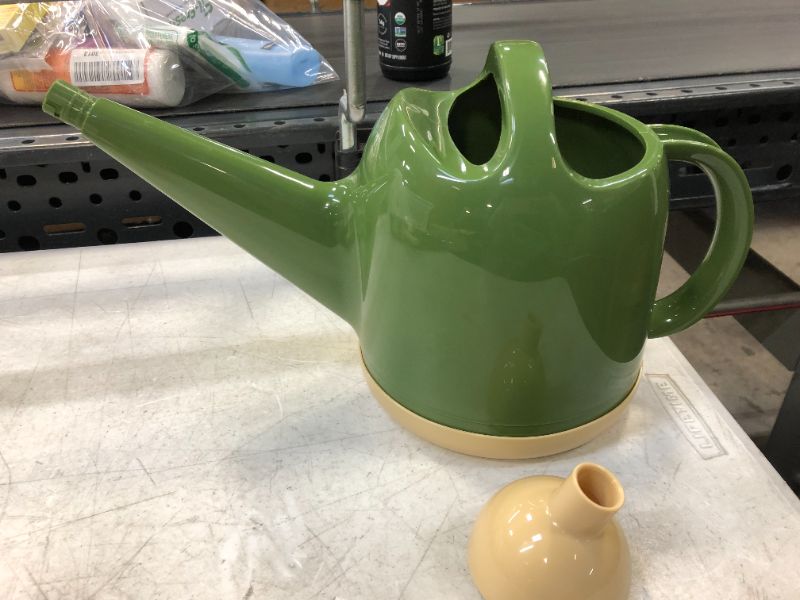 Photo 4 of Fasmov 1 gallon Plastic Watering Can Green & Beige