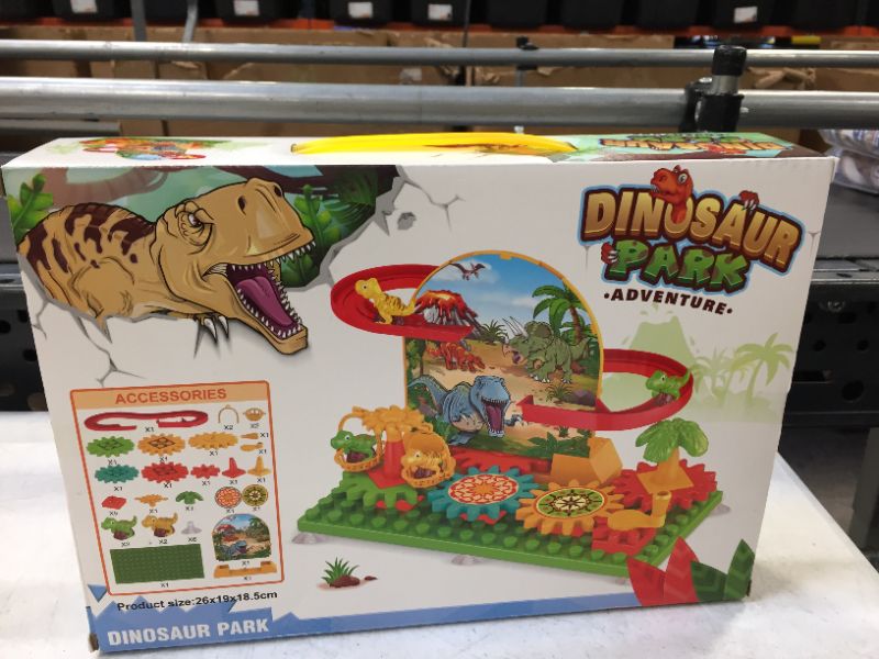 Photo 4 of .Dinosaur Park Dinosaurs Run Building Blocks Gear Toys Dinosaur Toys Race Tracks for Child Car Adventure Toys for 3 4 5 6 7 8 Year Old Boys Girls