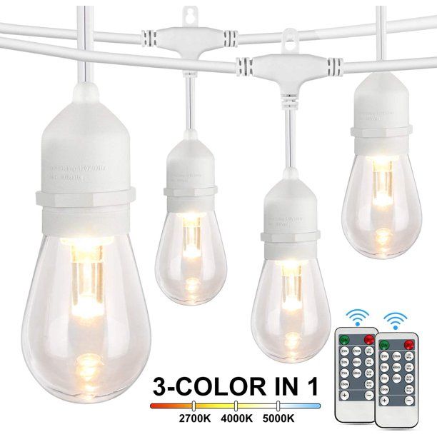 Photo 1 of 3Color Changing Outdoor String Light White Cord--2Remote Control Included