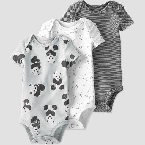 Photo 1 of Baby 3pk Organic Cotton Panda Bodysuit - Little Planet By Carter's Gray 6 mo