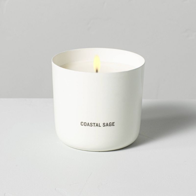 Photo 1 of 9oz Coastal Sage Powder Coated Metal Seasonal Candle - Hearth & Hand™ with Magnolia