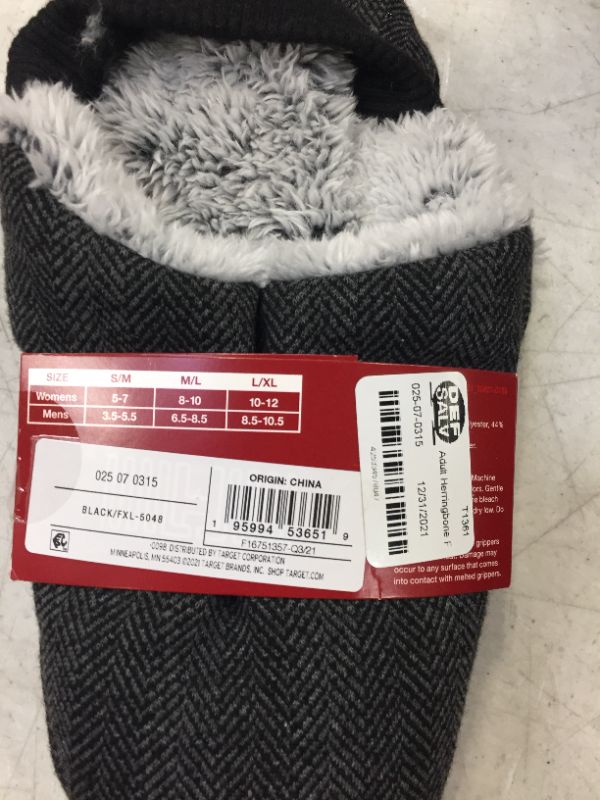 Photo 2 of Adult Herringbone Fleece Lined Pull-on Slipper Socks with Huggable Heel & Grippers - Wondershop M/L 