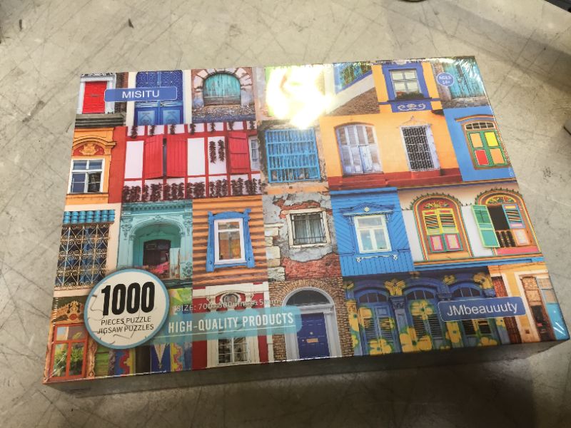 Photo 2 of Jigsaw Puzzles 1000 Pieces for Adults Colorful Doors and Windows of World Challenging Puzzle Difficult Puzzles Large Puzzle Game Toys Gift 20 x 28 Inches
