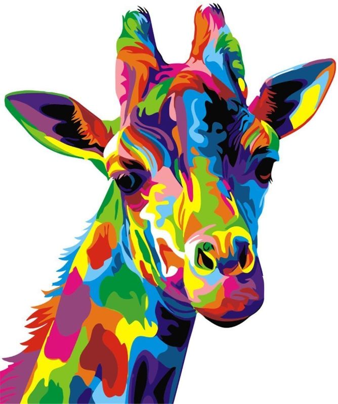 Photo 1 of Komking Paint by Numbers for Adult, DIY Paint by Number Kits for Kids Beginner on Canvas Painting Without Frame, Colorful Giraffe 16x20inch
