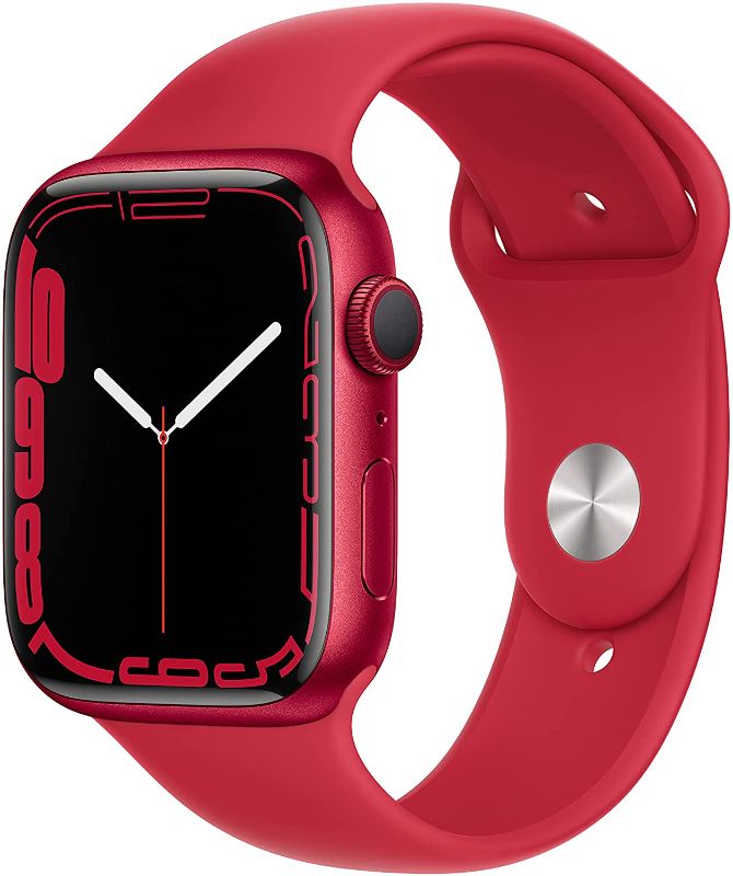 Photo 1 of Apple Watch Series 7 GPS, 45mm (Product) RED Aluminum Case with (Product) RED Sport Band - Regular
