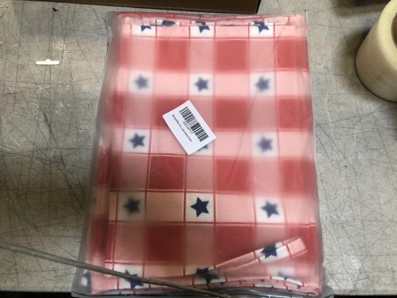 Photo 2 of Alishomtll 4th of July Table Runner with 4 Placemats Star and Checkered Table Runners Set Independence Day Decor for Dinner Parties, Catering Events, Indoor and Outdoor Parties
