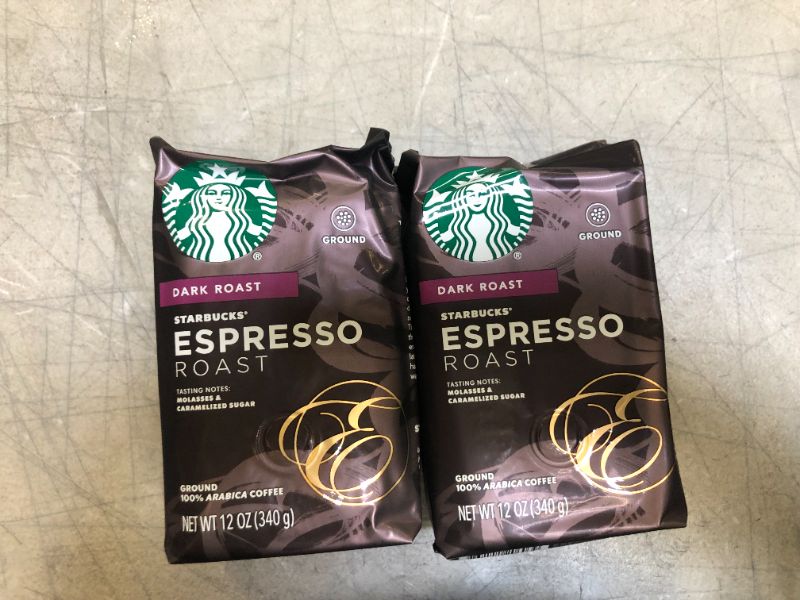 Photo 2 of 2 PK Starbucks Dark Roast Ground Coffee — Espresso Roast — 100% Arabica — 1 bag (12 oz.) EXP 1/25/22