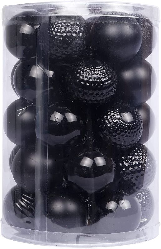 Photo 1 of YYCRAFT 34ct Christmas Ball Ornaments 6CM for Xmas Tree Christmas Decorations Shatterproof Hooks Included (Black, M)
