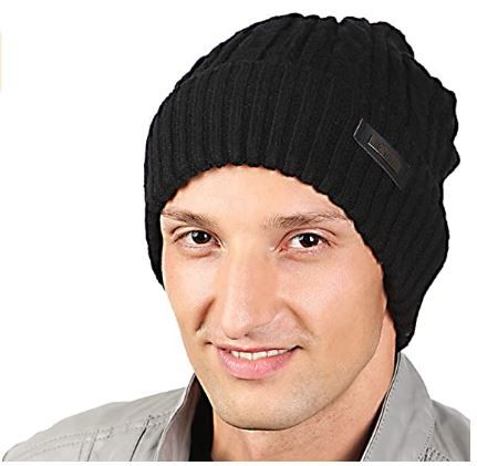 Photo 1 of HIG Mens Winter Hat Warm Comfortable Soft Knit Beanie Hats Lined with Fleece
