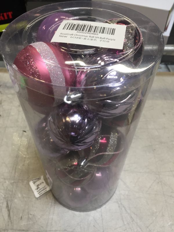 Photo 2 of 2.36"/60mm Hand-Printed Christmas Ball Ornaments Set?24PCS Shatterproof Christmas Tree Decor Decorative Set, for Home, Holiday, Wedding, Party Thanksgiving Xmas Hanging Decorations - Purple.
