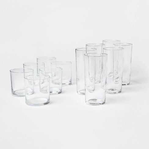 Photo 1 of 12pc Glass Asheboro Double Old Fashion and Highball Glasses - Threshold