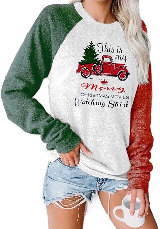 Photo 1 of Joupbjw Women's Merry Christmas Sweatshirts Color Block Graphics Print Pullover Tops ( SIZE SMALL) 