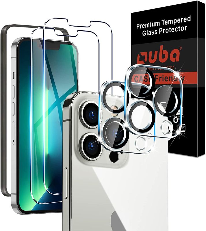 Photo 1 of OUBA 2 Pack Screen Protector for iPhone 13 Pro Max 6.7" with 2 Packs Camera Lens Protector, 9H Hardness Tempered Glass, Easy Installation Tray, Case Friendly, HD Ultra-Thin ( PACK OF 2 )