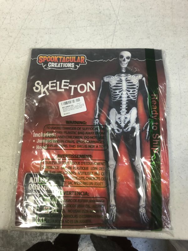 Photo 3 of Spooktacular Creations Skeleton Bone Bodysuit Halloween Costumes 2nd Skin for Men with Skeleton Hood Mask
( SIZE APPEARS TO BE XLARGE) 