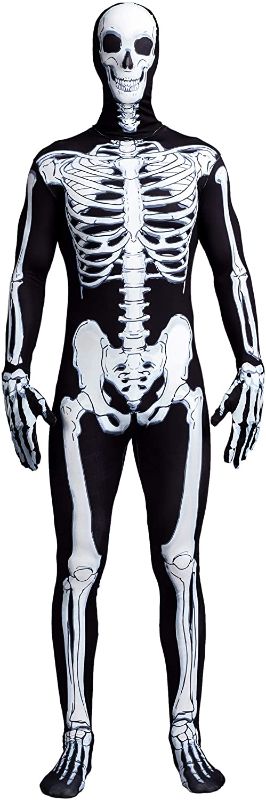 Photo 2 of Spooktacular Creations Skeleton Bone Bodysuit Halloween Costumes 2nd Skin for Men with Skeleton Hood Mask
( SIZE APPEARS TO BE XLARGE) 