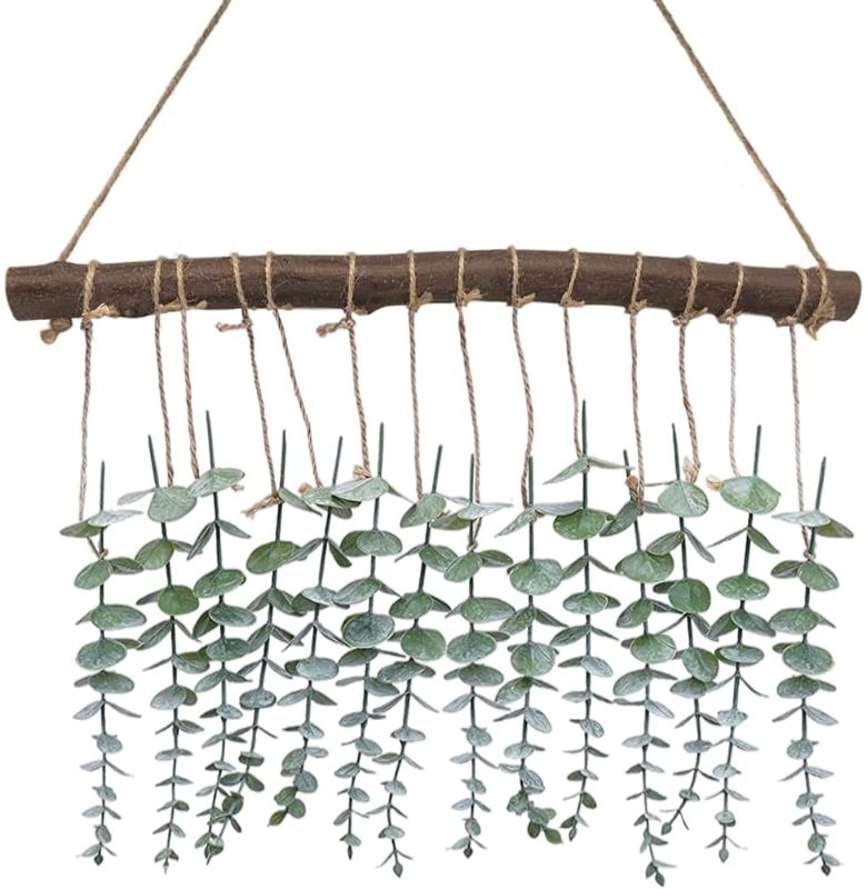 Photo 1 of Artificial Eucalyptus Greenery Hanging Wall Decor Fake Eucalyptus Leaves Rustic Plant Boho Decorations for Bathroom Bedroom Home Office Farmhouse
