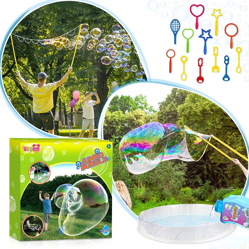 Photo 1 of 19PCS Giant Bubble Wands Kit Included Bubble Solution, Bubbles Toys for Kids, Summer Outdoor Toys and Backyard Games for Boys and Girls ( PACK OF 2 ) 