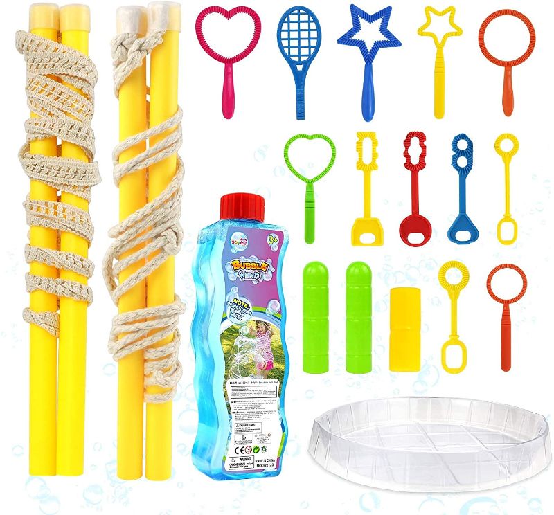 Photo 2 of 19PCS Giant Bubble Wands Kit Included Bubble Solution, Bubbles Toys for Kids, Summer Outdoor Toys and Backyard Games for Boys and Girls ( PACK OF 2 ) 