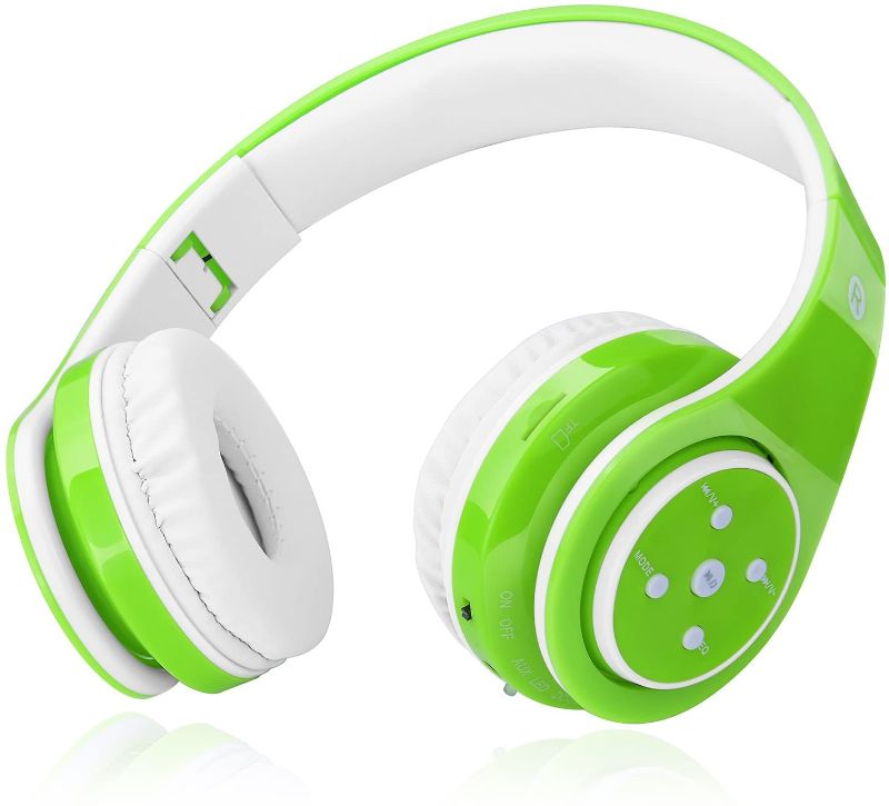 Photo 1 of Kids Headphones Bluetooth Wireless 85db Volume Limited Childrens Headset, up to 6-8 Hours Play, Stereo Sound, SD Card Slot, Over-Ear and Build-in Mic Wireless/Wired Headphones for Boys Girls(Green)
