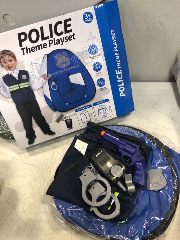 Photo 2 of Police Costume for Kids Police Dress up Police Pretend Play Costume with Kids Play Tent Set DOLNOW Police Role Play Accessories for Kids Ages 3-6
