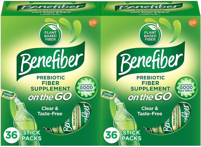 Photo 1 of Benefiber On The Go Prebiotic Fiber Supplement Powder for Digestive Health, Daily Fiber Powder, Unflavored Powder Stick Packs - 36 Sticks (Pack of 2)
