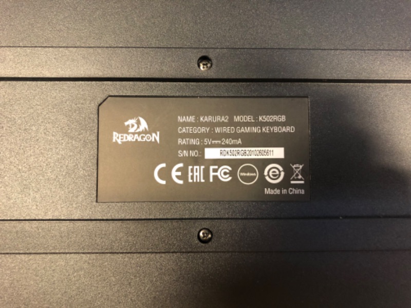 Photo 1 of Redragon K502 RGB Gaming Keyboard RGB LED Backlit Illuminated 104 Key Silent Keyboard with Wrist Rest for Windows PC Games (RGB Backlit)
