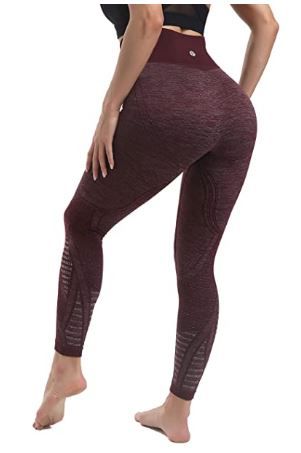 Photo 1 of Running Girl High Waist Seamless Yoga Leggings,  Tummy Control  Laser Cut-Out Compression Shapewear Leggings Size S