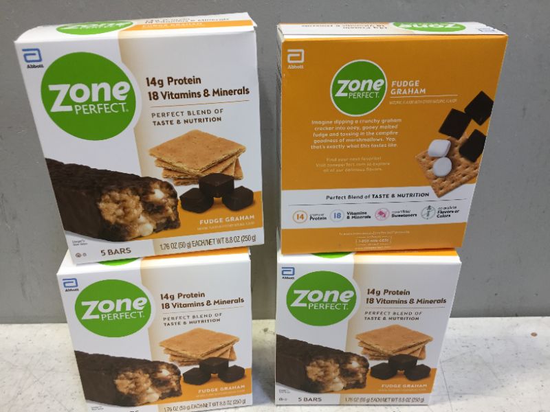 Photo 3 of Zone  Perfect Nutrition Bars Fudge Graham exp date 03-2022