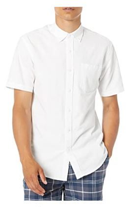 Photo 1 of Amazon Essentials Men's Regular-Fit Short-Sleeve Pocket Oxford Shirt White XL