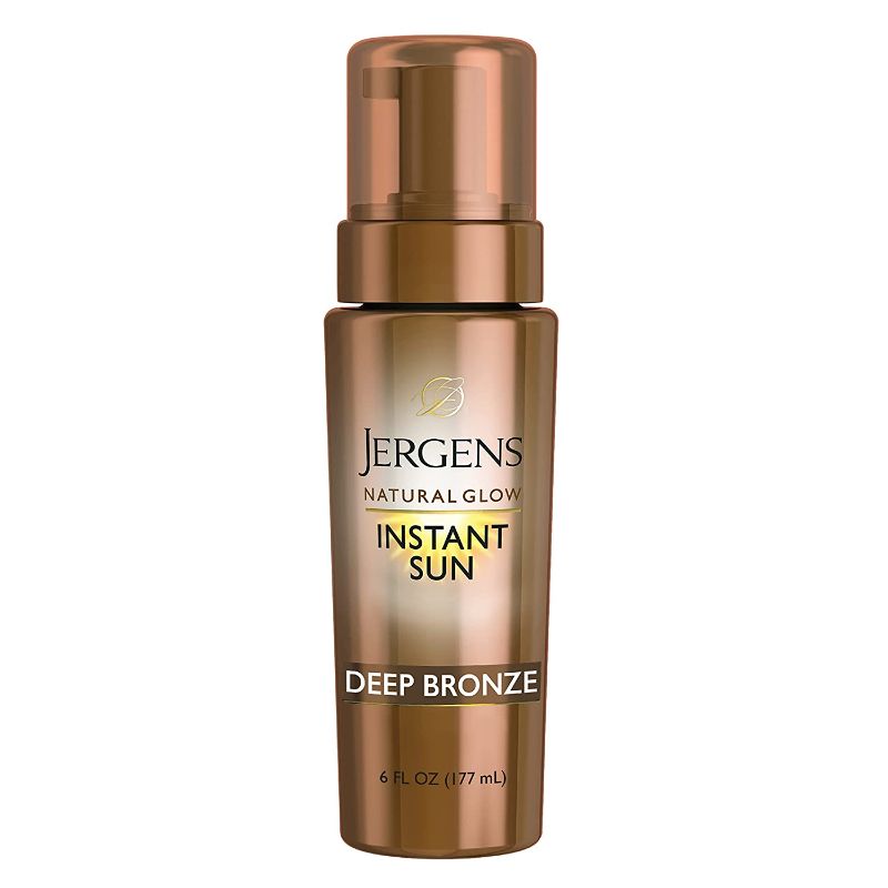 Photo 1 of Jergens Natural Glow Instant Sun Body Mousse, Self Tanner for Deep Bronze Tan, Sunless Tanning Body Bronzer, Natural Looking Fake Tan, 6 Ounce
