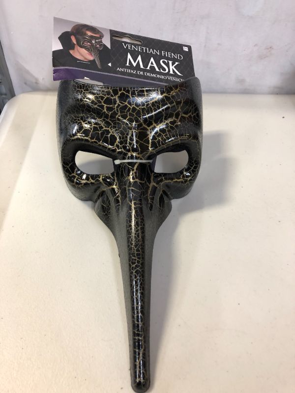 Photo 2 of amscan 365734 Black Crackle Long Nose Mask, 1ct