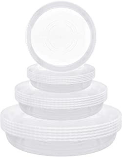 Photo 1 of CandyHome 15 Pack(6 inch/8inch/10inch) Plastic Clear Plant Saucers Pot Trays for Indoor Outdoor Household and Garden Assorted, 2-White
