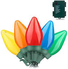 Photo 1 of HAYATA C7 Bulbs Battery Christmas String Lights with Timer - 50 LED 24ft String Lights - Fairy Lighting for Outdoor, Indoor, Garden, Yard, Party, Home, Wreath, Garland Christmas Tree Decorations (FACTORY SEALED SHUT)