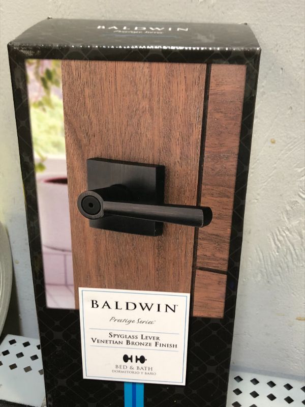 Photo 2 of Baldwin Spyglass Privacy Lever for Bedroom or Bathroom Door Handle in Venetian Bronze, Prestige Series with a Modern Contemporary Slim Design for Interior Doors - 93530-009
